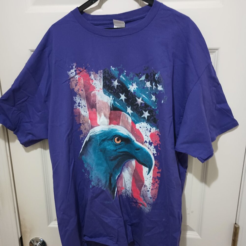 Patriotic U.S.A. Men's Purple XL Bald Eagle and American Flag Shirt U.S. Man's